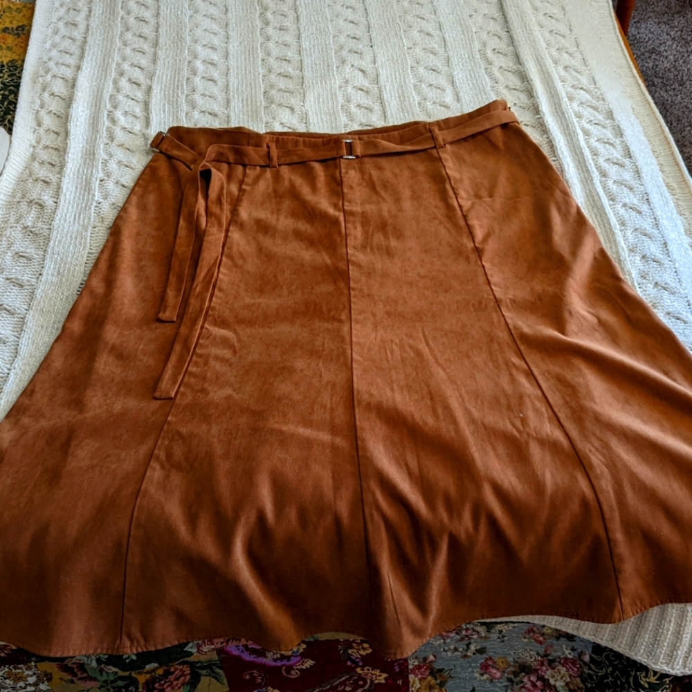 Tan Faux Suede Skirt
